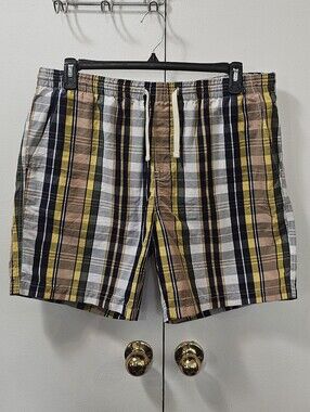Todd Snyder Madras Weekend Linen Blend Plaid Shorts Men's Size XL